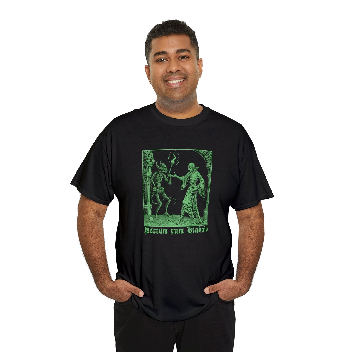 Unisex T-shirt Pactum cum Diabolo in Green - Frogos Design