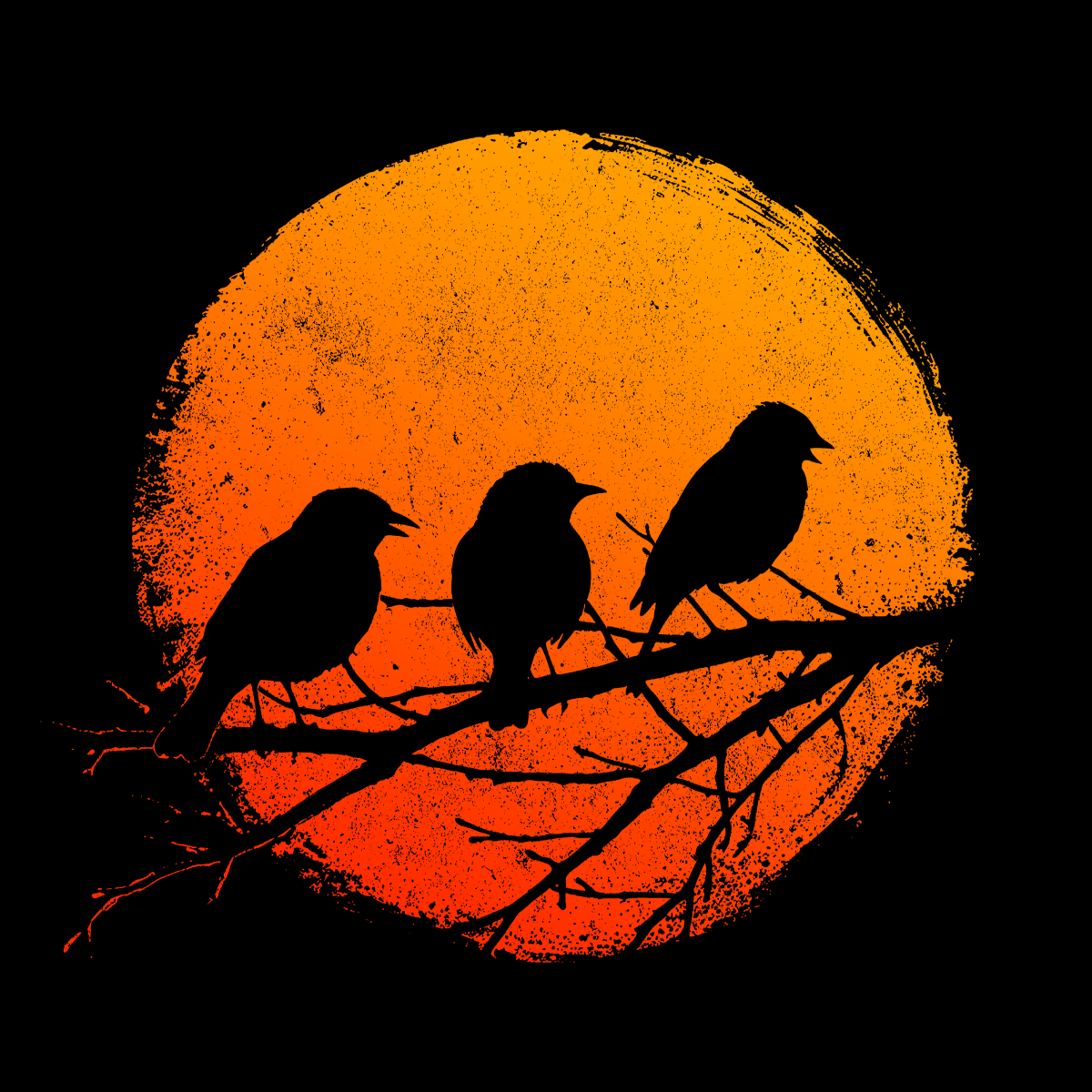 Women's T-shirt Birds in the Sun in Orange