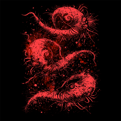 Women's T-shirt Cosmic Worms in Red