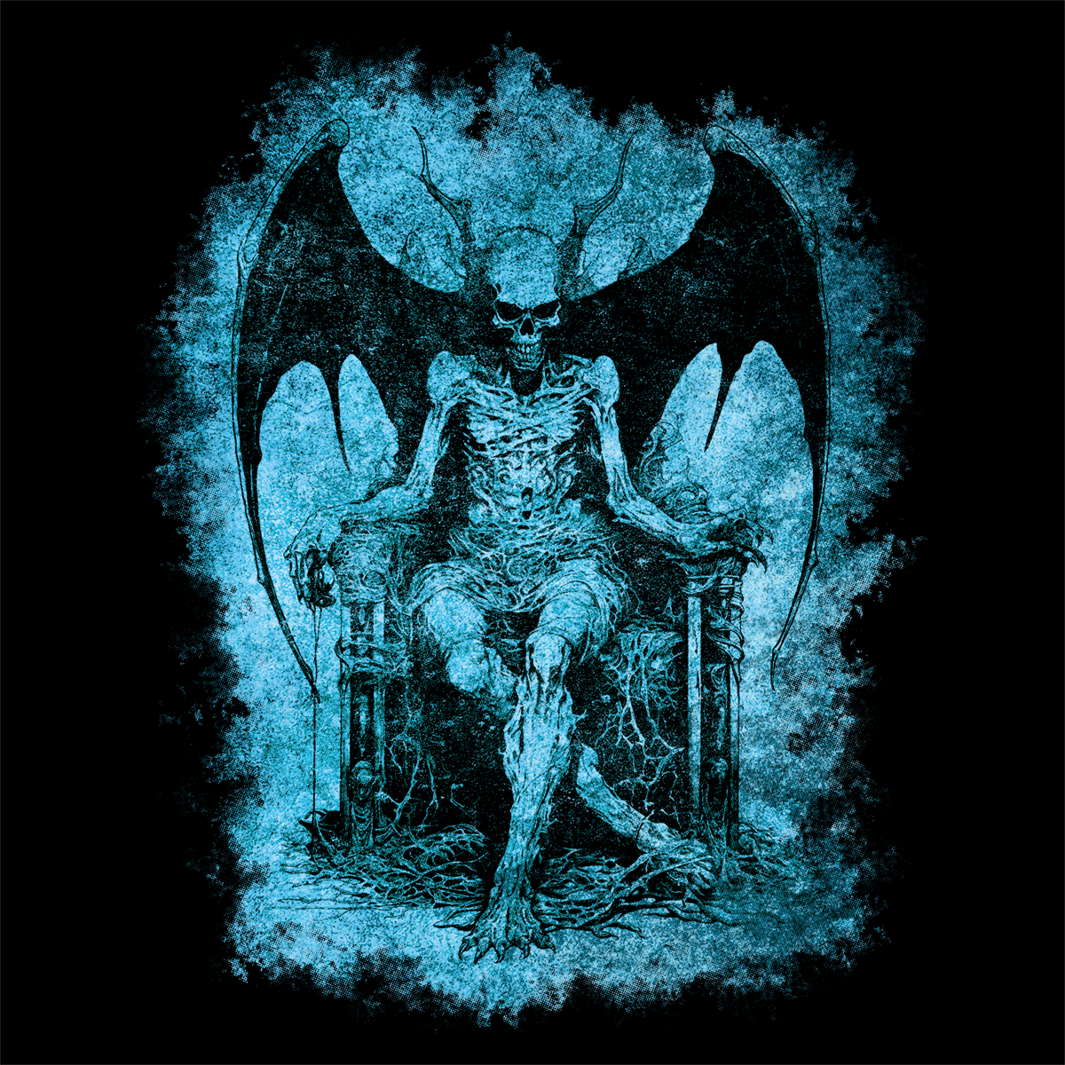 Unisex T-shirt Devil on his Throne in Blue