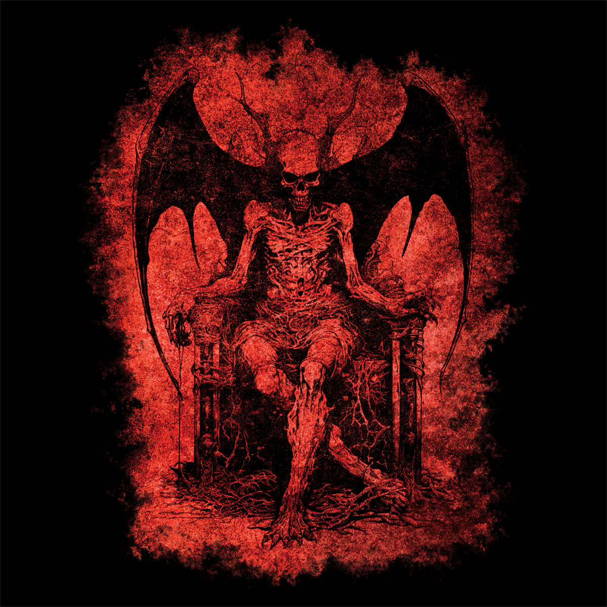 Women's T-shirt Devil on his Throne in Red