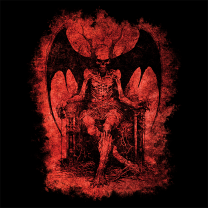 Unisex Pullover Hoodie Devil on his Throne - Red