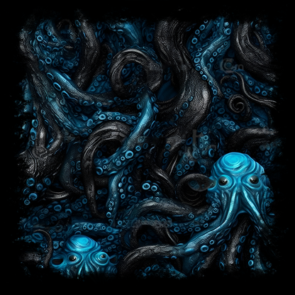 Women`s Leggings Blue Tentacles Horror