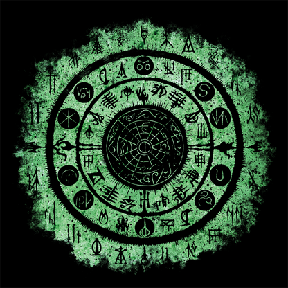 Women's T-shirt Witchcraft Seal in Green