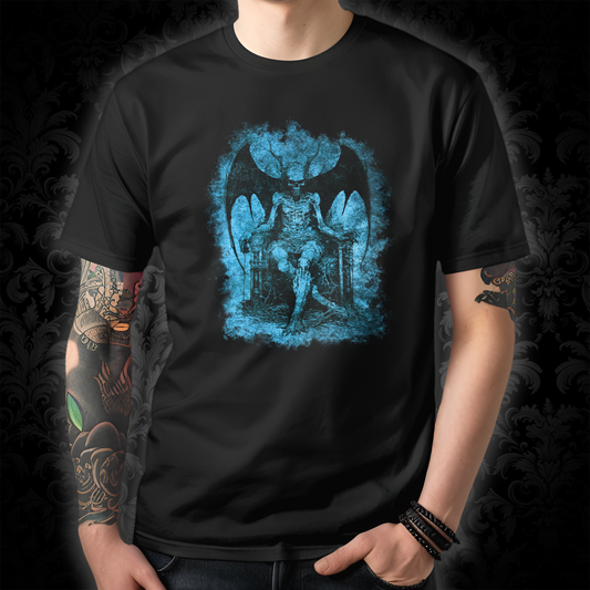 Unisex T-shirt Devil on his Throne in Blue