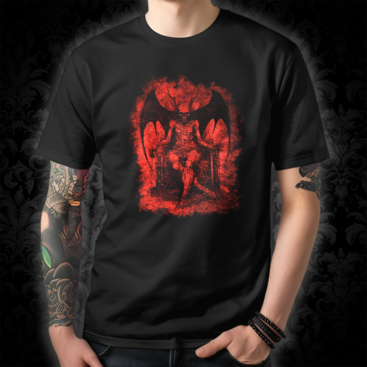 Unisex T-shirt Devil on his Throne in Red