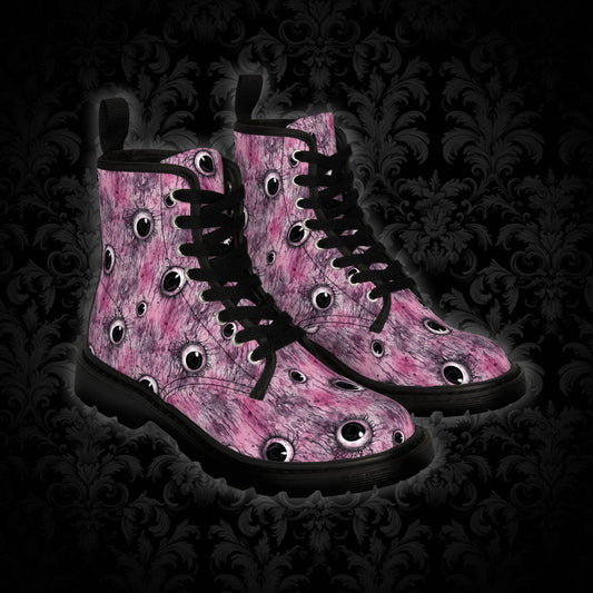 Canvas Boots Creepy Pinky Eyes - Frogos Design