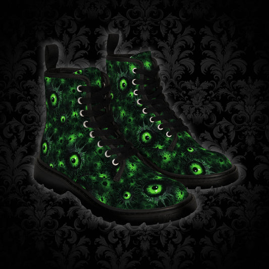 Canvas Boots Greeny Lurking Eyes - Frogos Design