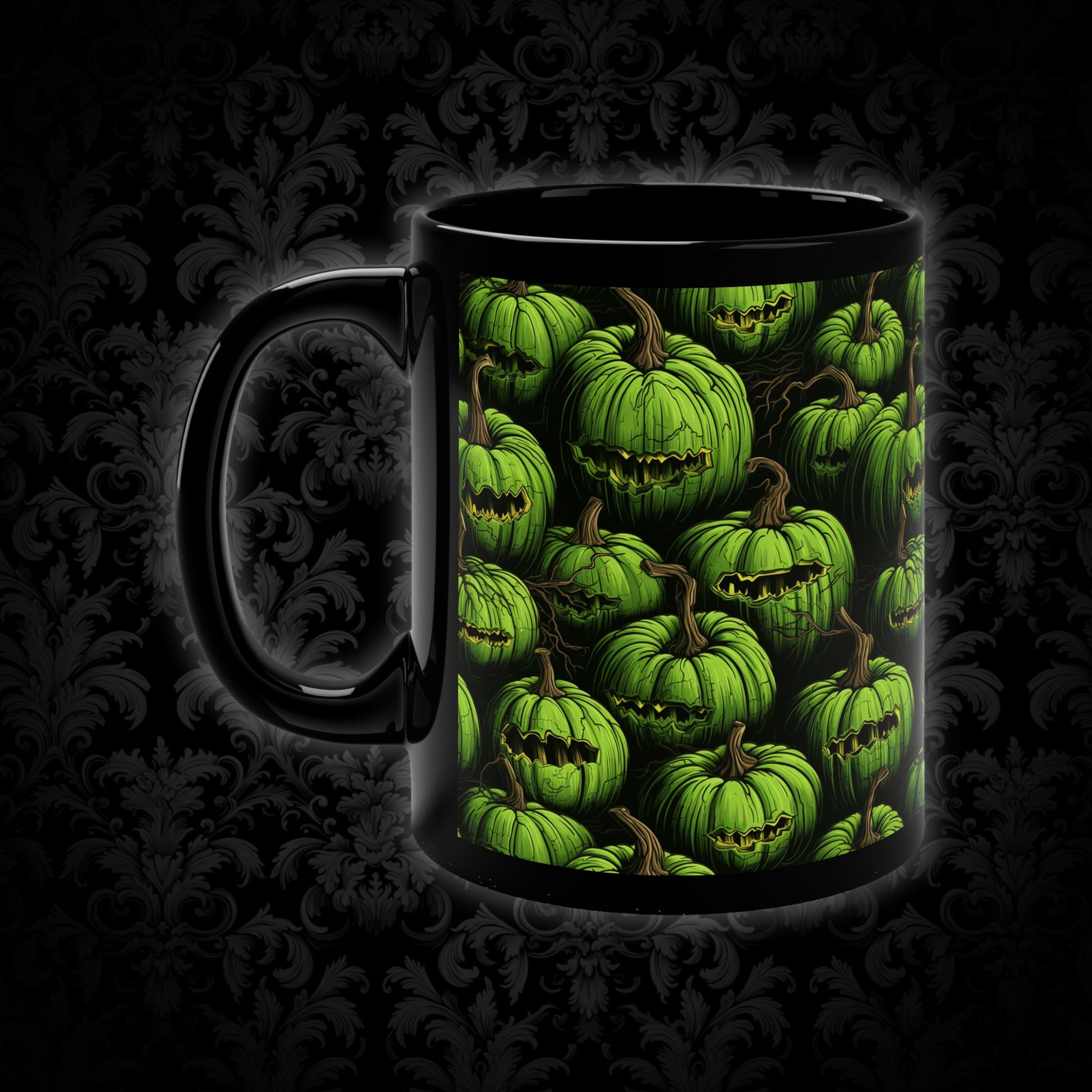 Mug Spooky Green Halloween Blind Pumpkins - Frogos Design