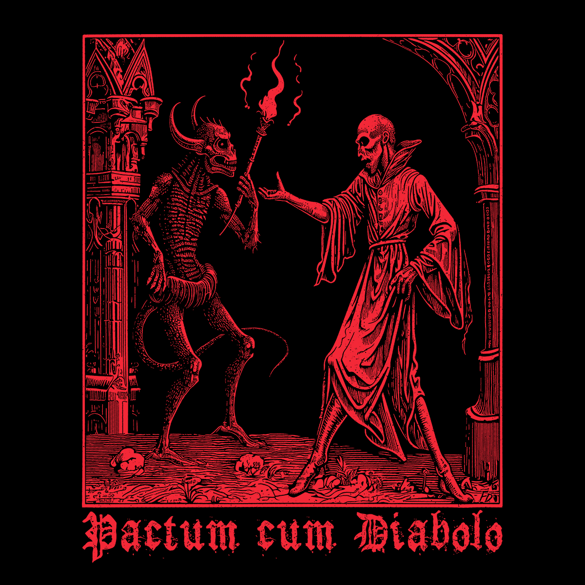 Unisex tričko Pactum cum Diabolo v červené