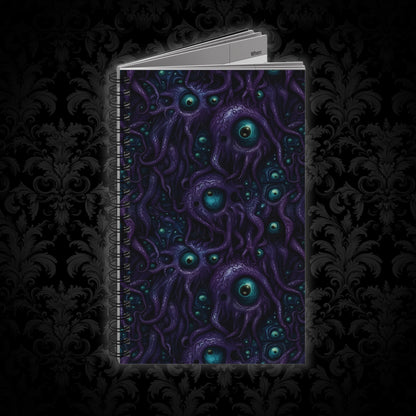 Spiral Notebook Purple Tentacloid Eyes - Frogos Design