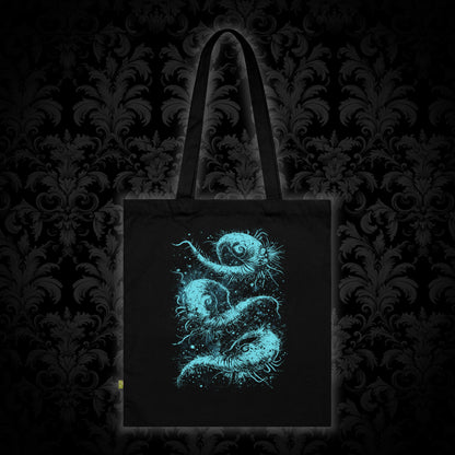 Tote Bag Cosmic Worms in Blue - Frogos Design