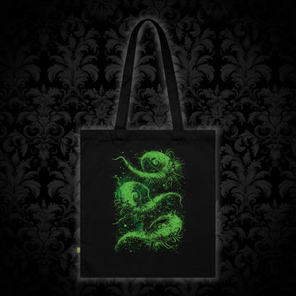 Tote Bag Cosmic Worms in Green - Frogos Design