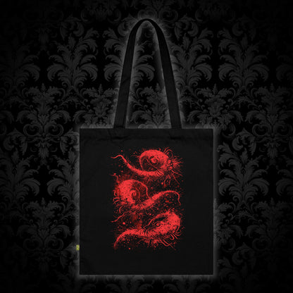 Tote Bag Cosmic Worms in Red - Frogos Design