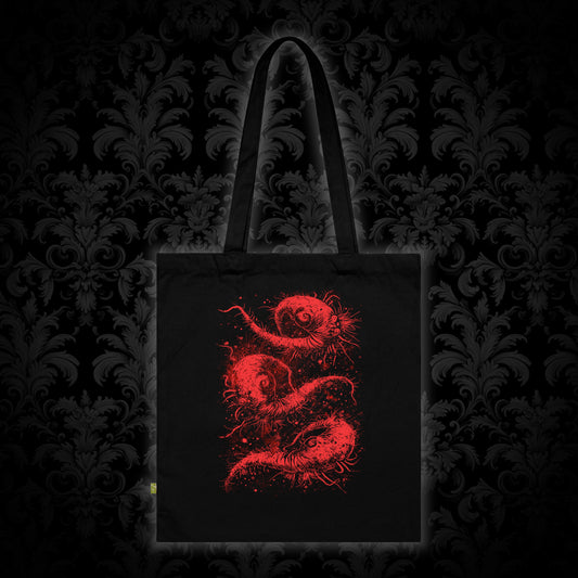 Tote Bag Cosmic Worms in Red - Frogos Design