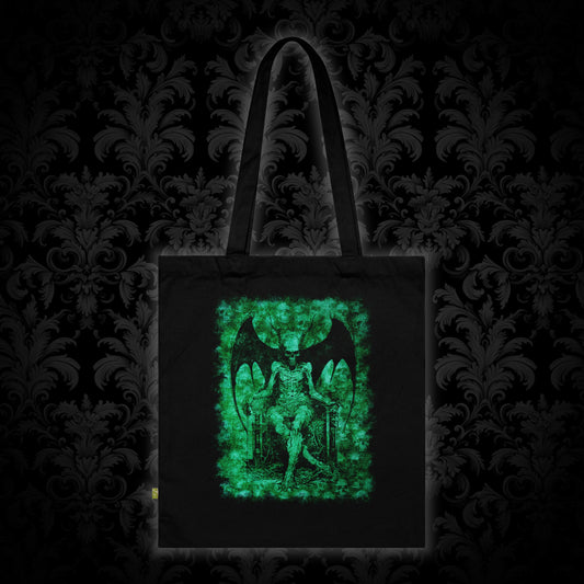 Tote Bag Devil on his Throne in Green - Frogos Design