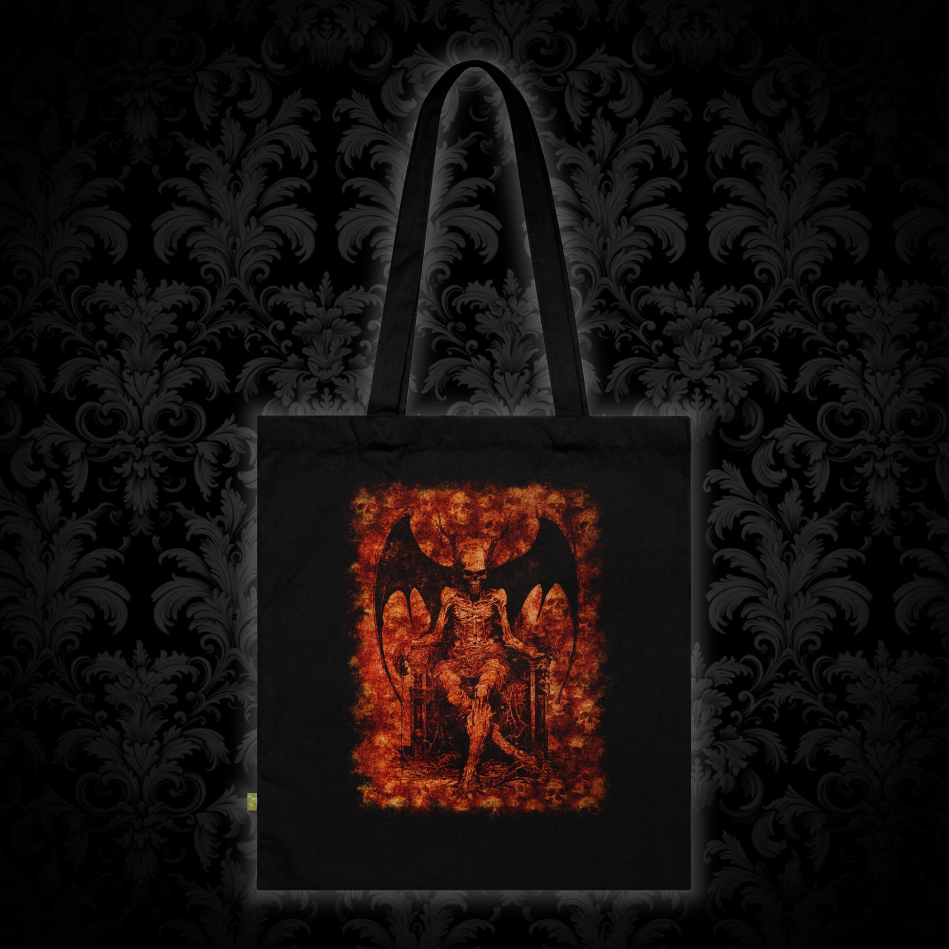 Tote Bag Devil on his Throne in Orange - Frogos Design