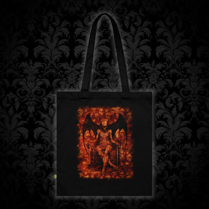Tote Bag Devil on his Throne in Orange - Frogos Design