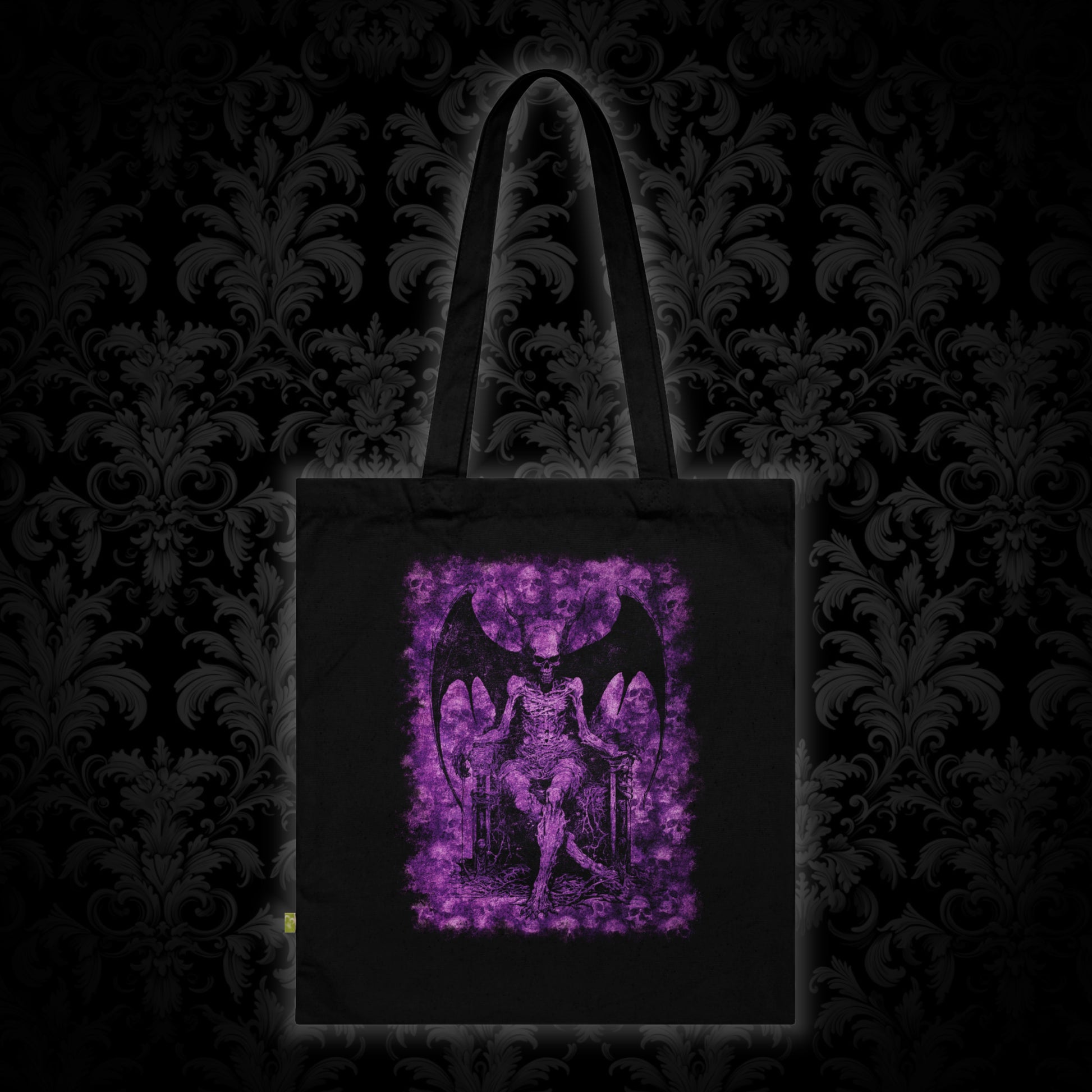 Tote Bag Devil on his Throne in Purple - Frogos Design