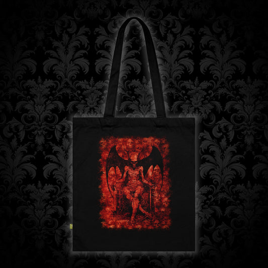 Tote Bag Devil on his Throne in Red - Frogos Design
