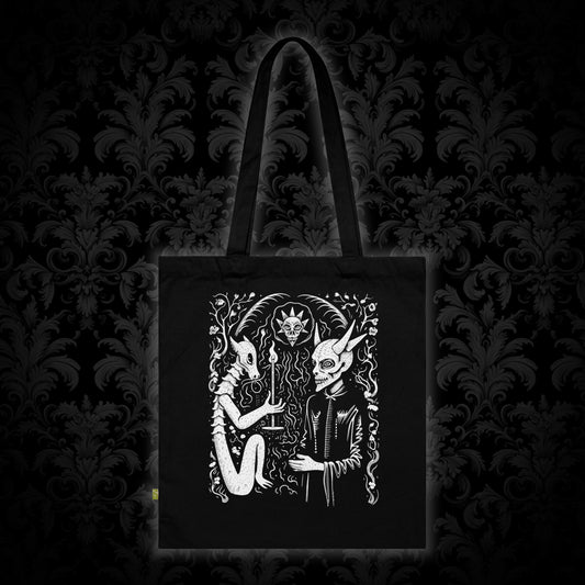 Tote Bag Pact with the Devil in White - Frogos Design