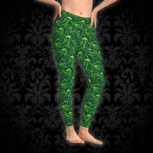Women`s Leggings Greeny Horror Tentacles - Frogos Design