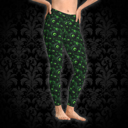Women`s Leggings Greeny Lurking Eyes - Frogos Design