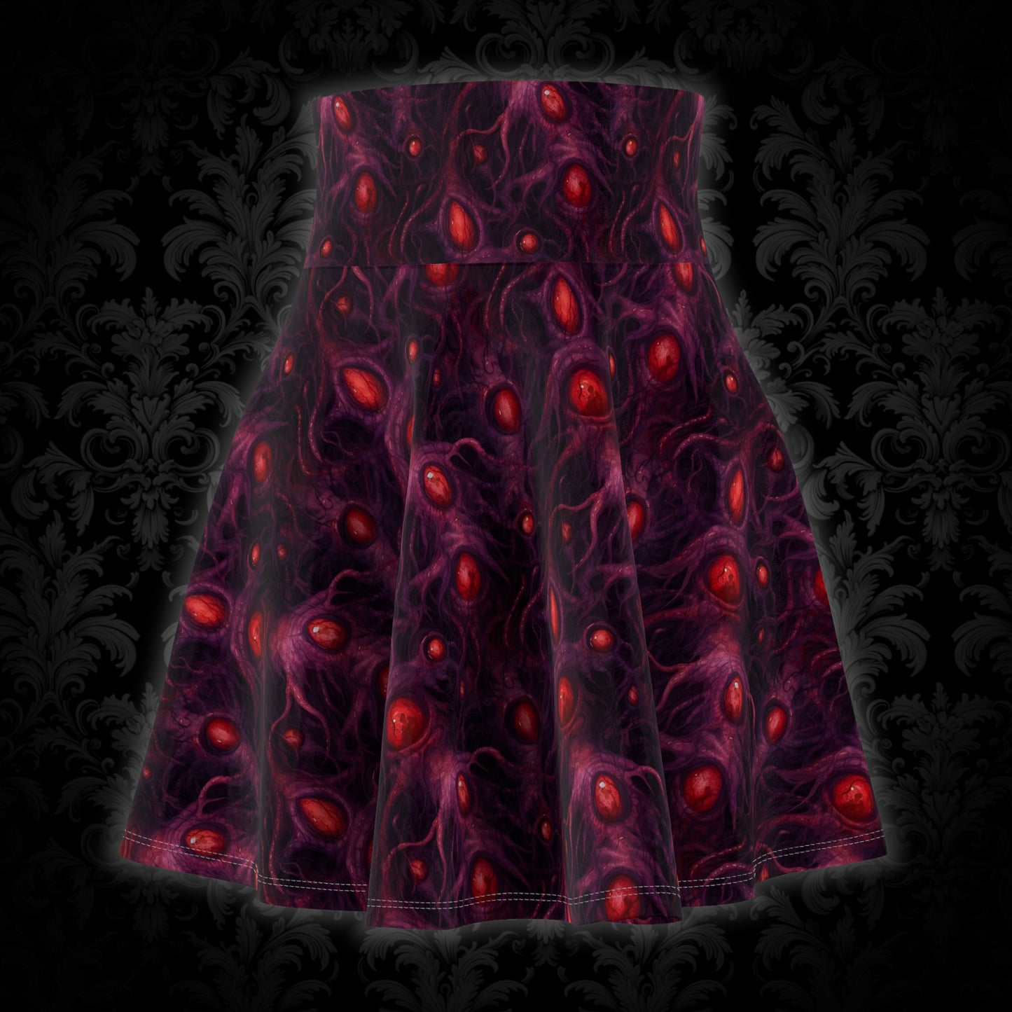 Women's Skater Skirt Cosmic Horror Eyes - Frogos Design